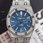 Iced Out Audemars Piguet 15400 Blue Dial Swiss 3120 Replica Watches 41mm (1)_th.jpg